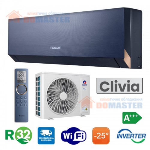 Кондиціонер GREE GWH09AUCXB-K6DNA1A BLUE Clivia - інверторний, (R-32),-25°C