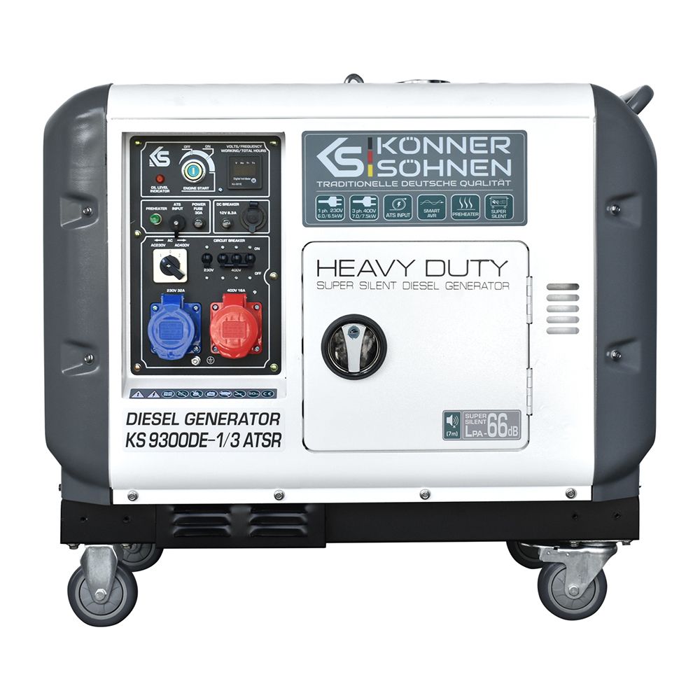 Дизельний генератор пересувний 7,5 кВт Konner & Sohnen KS 9300DE-1/3 ATSR