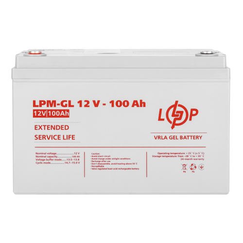 Акумулятор гелевий 100 Ah (ампер-годин) LogicPower LPM-GL 12V