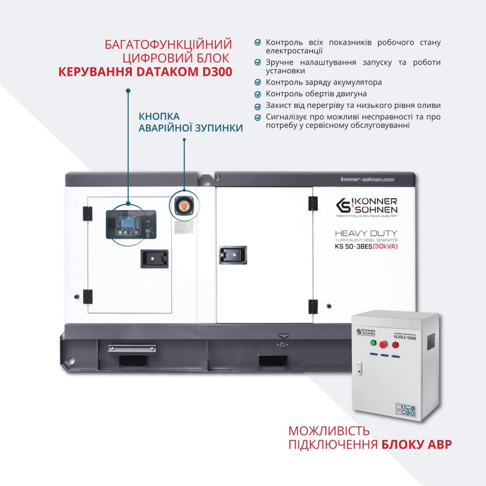 Дизельна електростанція 50 кВА Konner & Sohnen KS 50-3BES трифазна