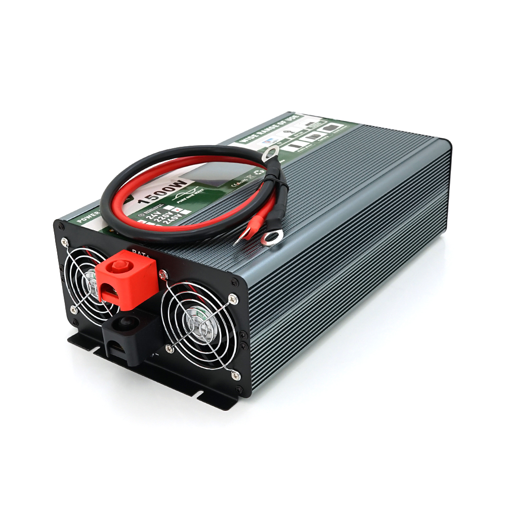Інвертор напруги Demuda DMDPSW-1500W, 12V/220V, 1500W з правильною синусоїдою, 2 універсальні розетки, 2 USB, Rj 45, клемні дроти, Q6