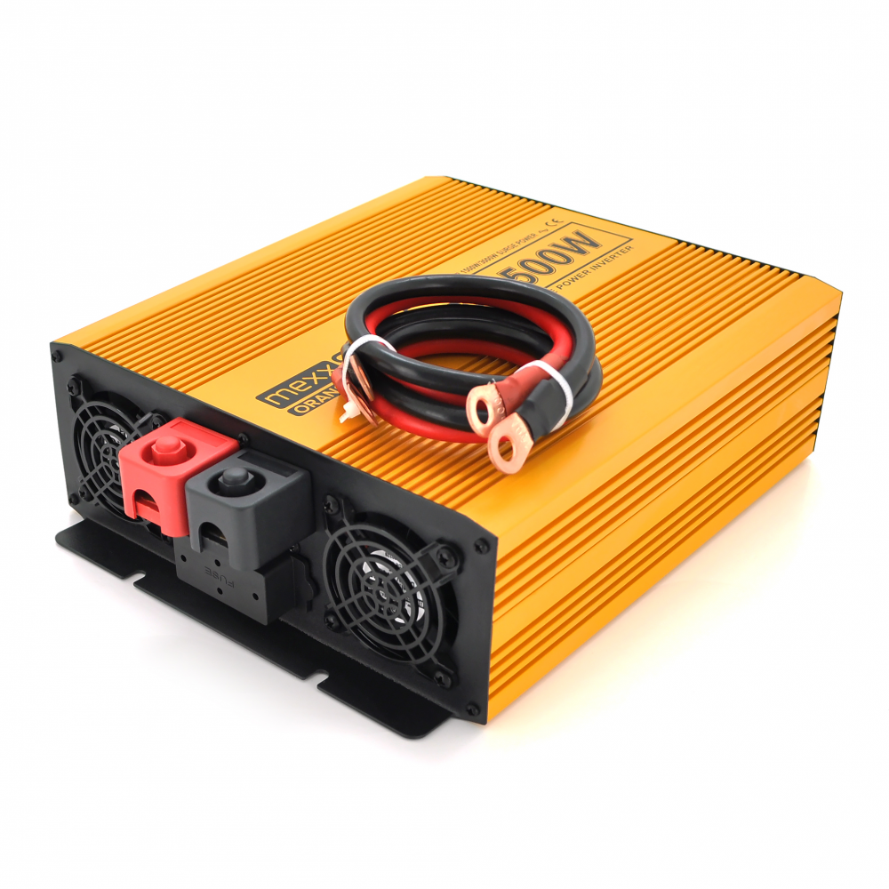 Інвертор напруги Mexxsun MXSPSW-1500, 12V/220V, 1500W з правільною синусоїдою, 2 Shuko, клемні дроти, Q4