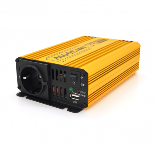 Інвертор напруги Mexxsun MXSPSW-300, 12V/220V, 300W з правільною синусоїдою, 1 Shuko, клемні дроти, Q8