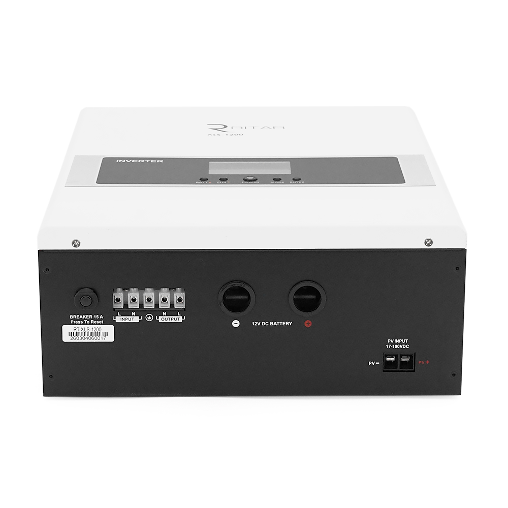 Гібридний інвертор RITAR XLS-1200, 1000W/1200VA, 12V, струм заряду 10-20-40A, INV135-265V (UPS180-265V), MPPT (40А, 17-100 Vdc4), 3.
