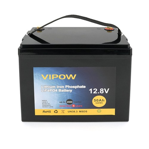 Акумуляторна батарея Vipow LiFePO4 12.8V 50Ah з вбудованою ВМS платою 40A, Q2