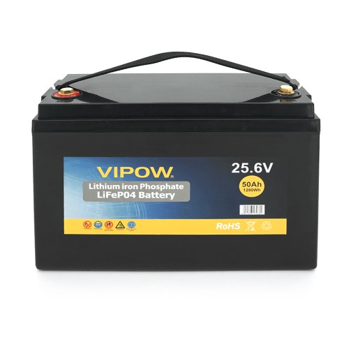 Аккумуляторная батарея Vipow LiFePO4 25.6V 50Ah со встроенной ВМS платой 40A, 10, 3kg