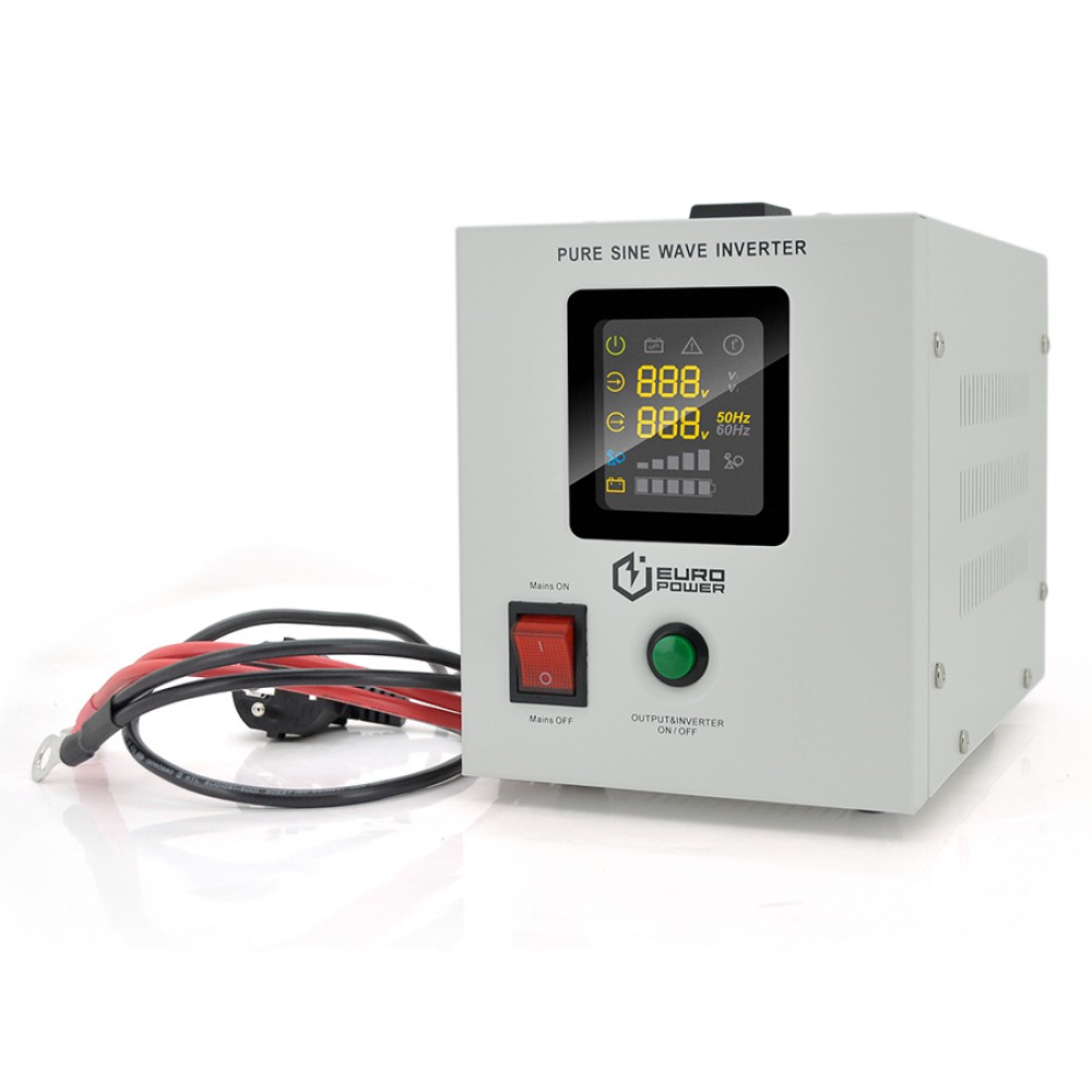 ДБЖ з правильною синусоїдою Europower PSW-EPW500TW12 (300 Вт) 5/10А, під зовнішню АКБ 12В , Q4 (300*198*235) 4,25 кг (235*145*180)