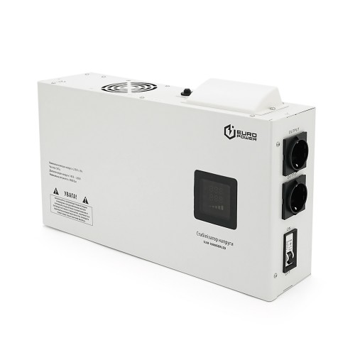 Стабілізатор напруги релейний настінного монтажу Europower SLIM-10000SBR LED, 10KVA 9000W, 140-270Vac, 2SHUKO, Q1 (515*270*205) 13.5 кг