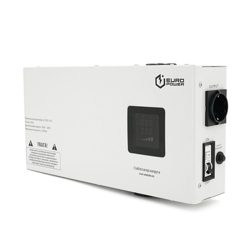 Стабілізатор напруги релейний настінного монтажу Europower SLIM-3000SBR LED, 3000VA 2700W, 140-270Vac, SHUKO 2, Q2 (475*260*138) 13 кг