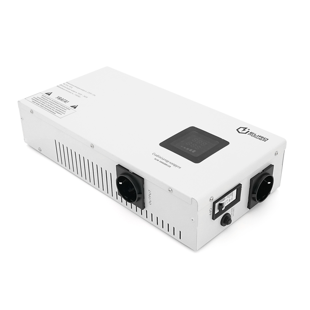 Стабілізатор напруги релейний настінного монтажу Europower SLIM-3000SBR LED, 3000VA 2700W, 140-270Vac, SHUKO 2, Q2 (475*260*138) 13 кг