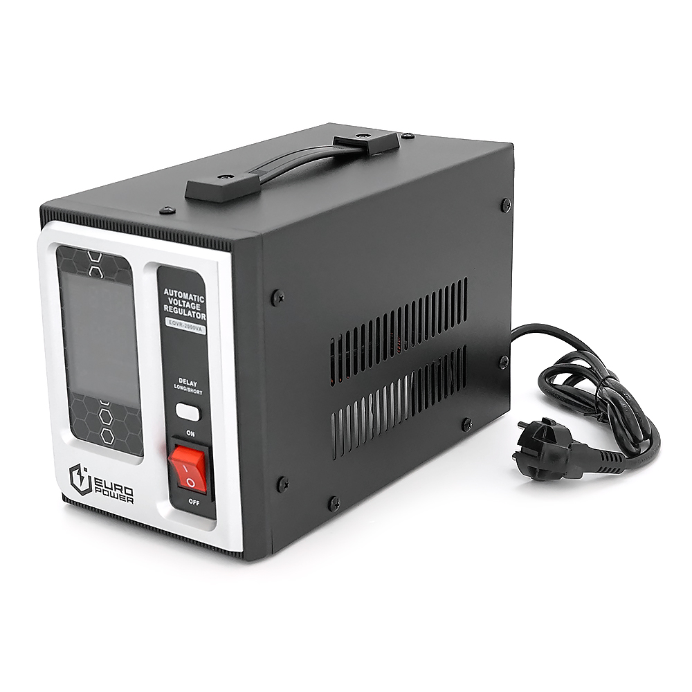 Стабілізатор напруги релейний Europower EQVR-2000VA LCD, 1600W, AC 100V-260V, 50Hz/60Hz, aluminum, ≤50dB, 680x330x220mm, 4.4kg, Q4