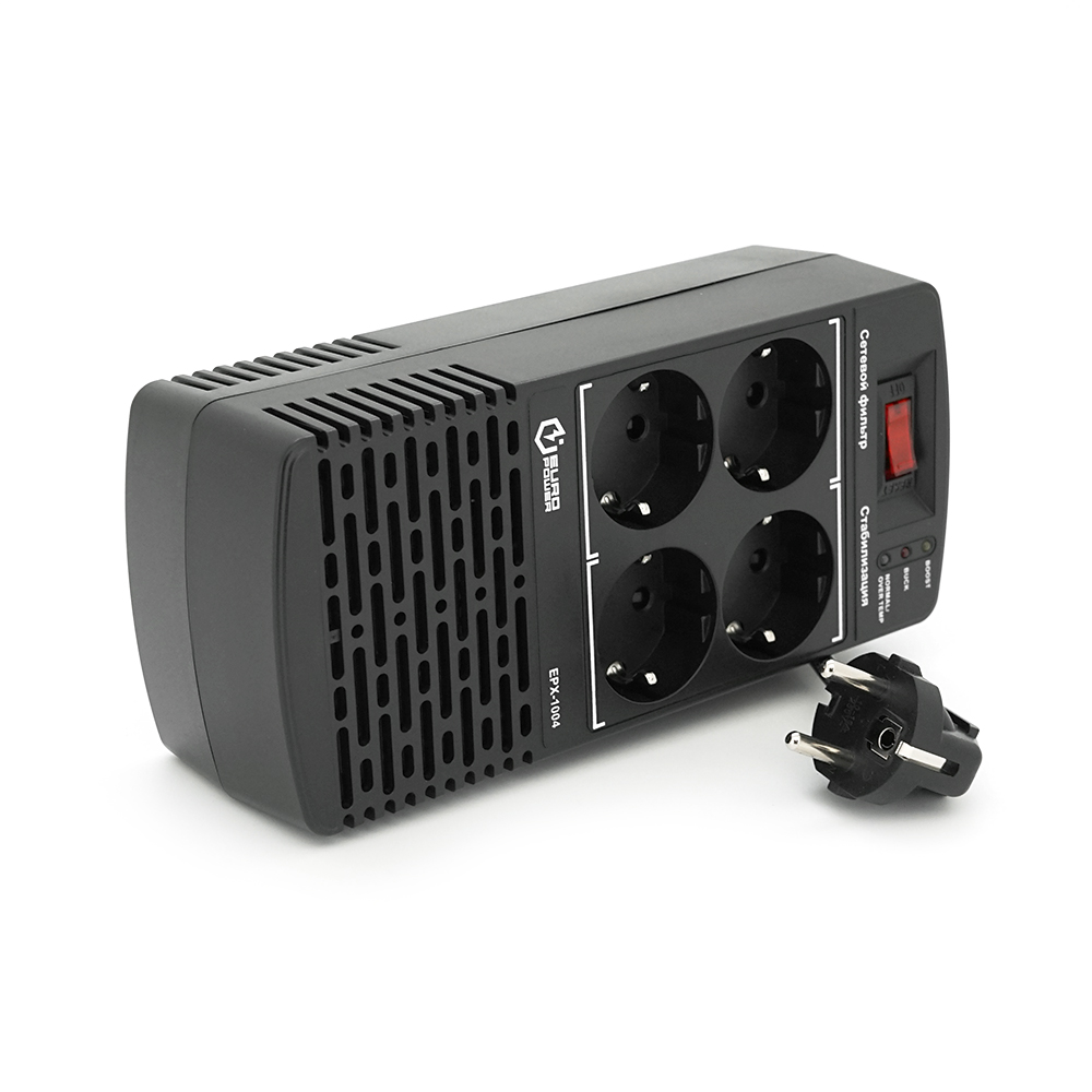 Стабілізатор напруги релейний Europower EPX-1004 1000VA 500W, input: 184 ~ 276V, output: 220V ± 10%, 4 SHUKO, Q