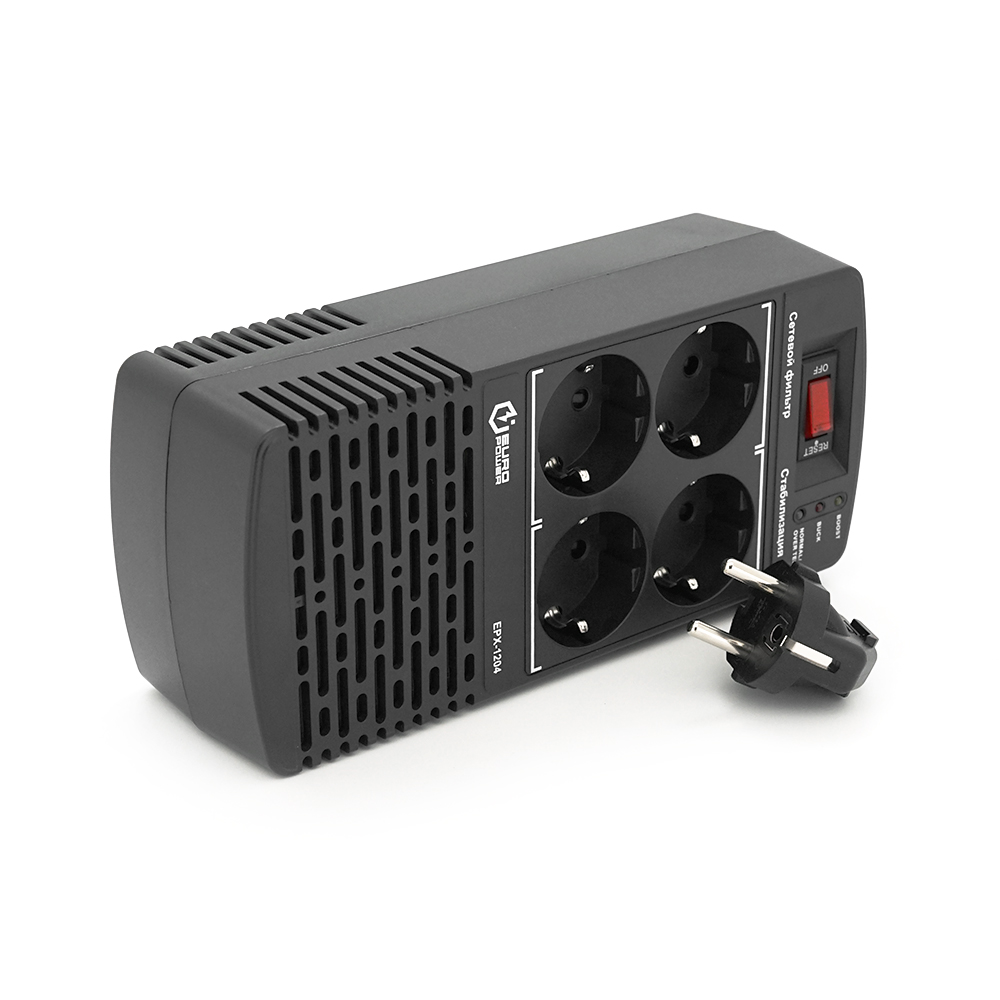 Стабілізатор напруги релейний Europower EPX-1204 1200VA 600W, input:184~276V, output:220V±10%, 4 SHUKO, Q