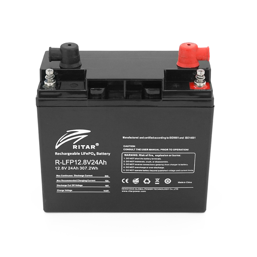 Акумуляторна батарея Ritar LiFePO4 12,8V 24Ah BMS2P4S ( 180 x 165 x 73 (160) ),3,0kg Q4