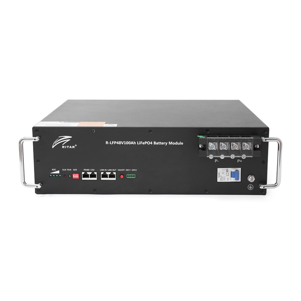 Акумуляторна батарея Ritar LiFePO4 48V 100Ah 4800Wh BMS100@15S для монтажу у стійку ( 442 x450 х 175 ) Q1
