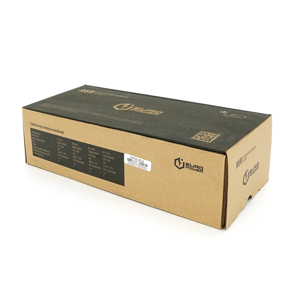 Стабілізатор напруги релейний Europower EPX-804 800VA 400W, input: 184 ~ 276V, output: 220V ± 10%, 4 SHUKO, Q12
