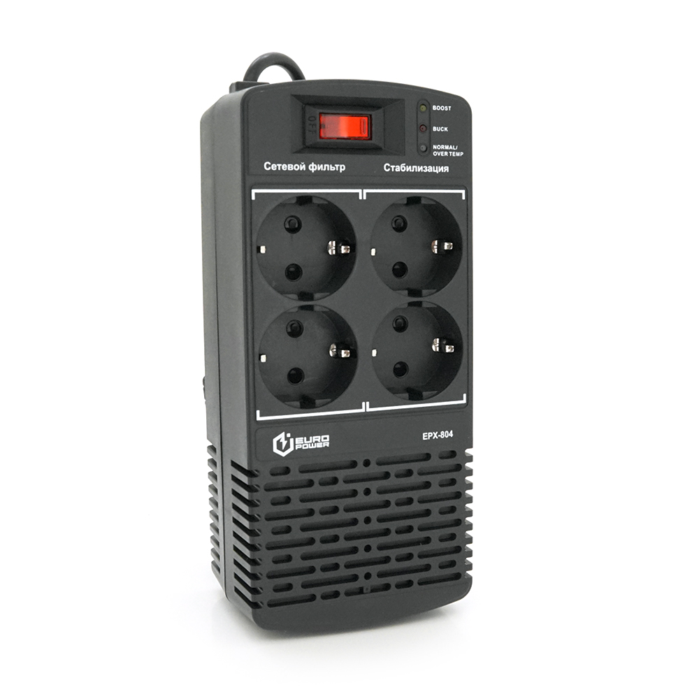 Стабілізатор напруги релейний Europower EPX-804 800VA 400W, input: 184 ~ 276V, output: 220V ± 10%, 4 SHUKO, Q12
