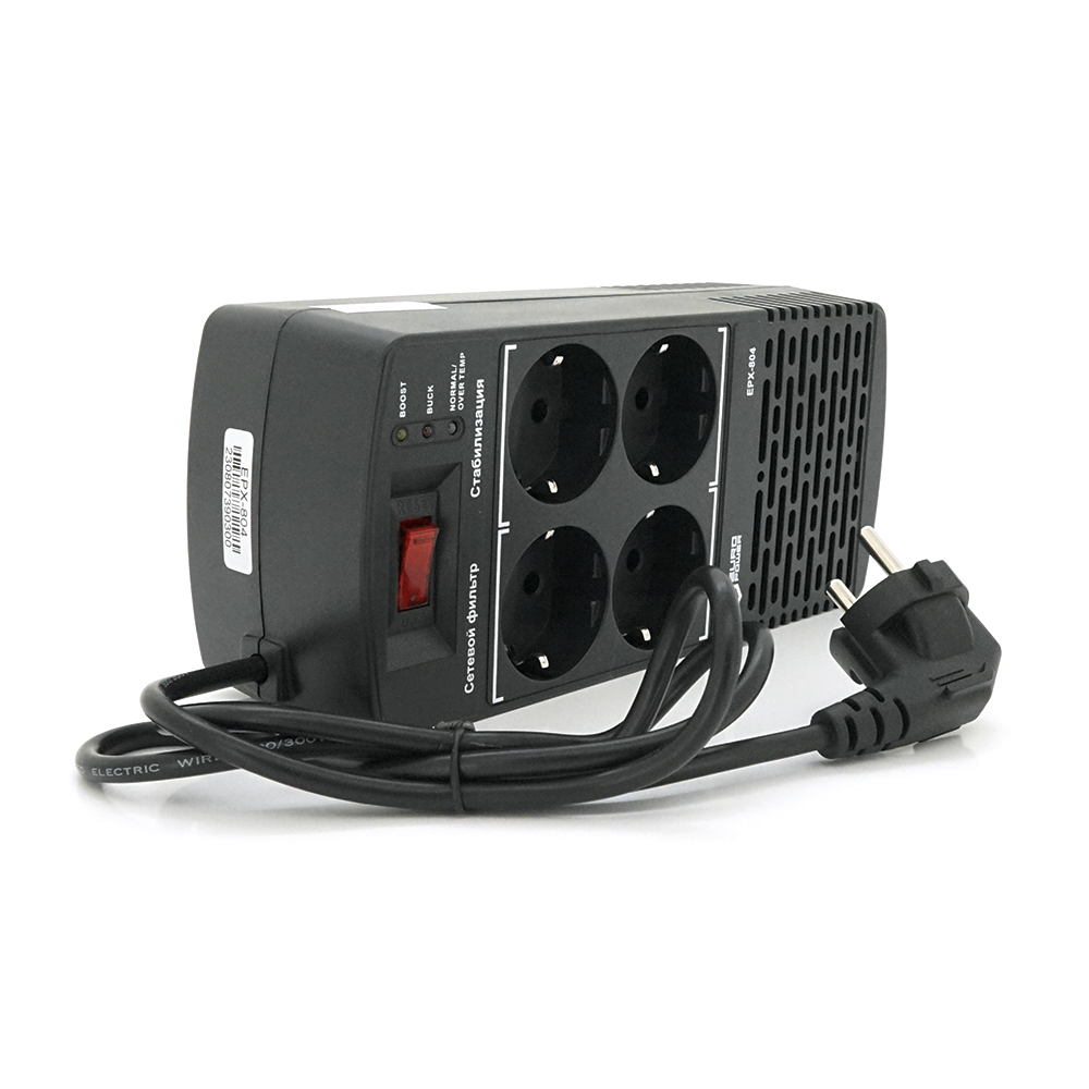 Стабілізатор напруги релейний Europower EPX-804 800VA 400W, input: 184 ~ 276V, output: 220V ± 10%, 4 SHUKO, Q12
