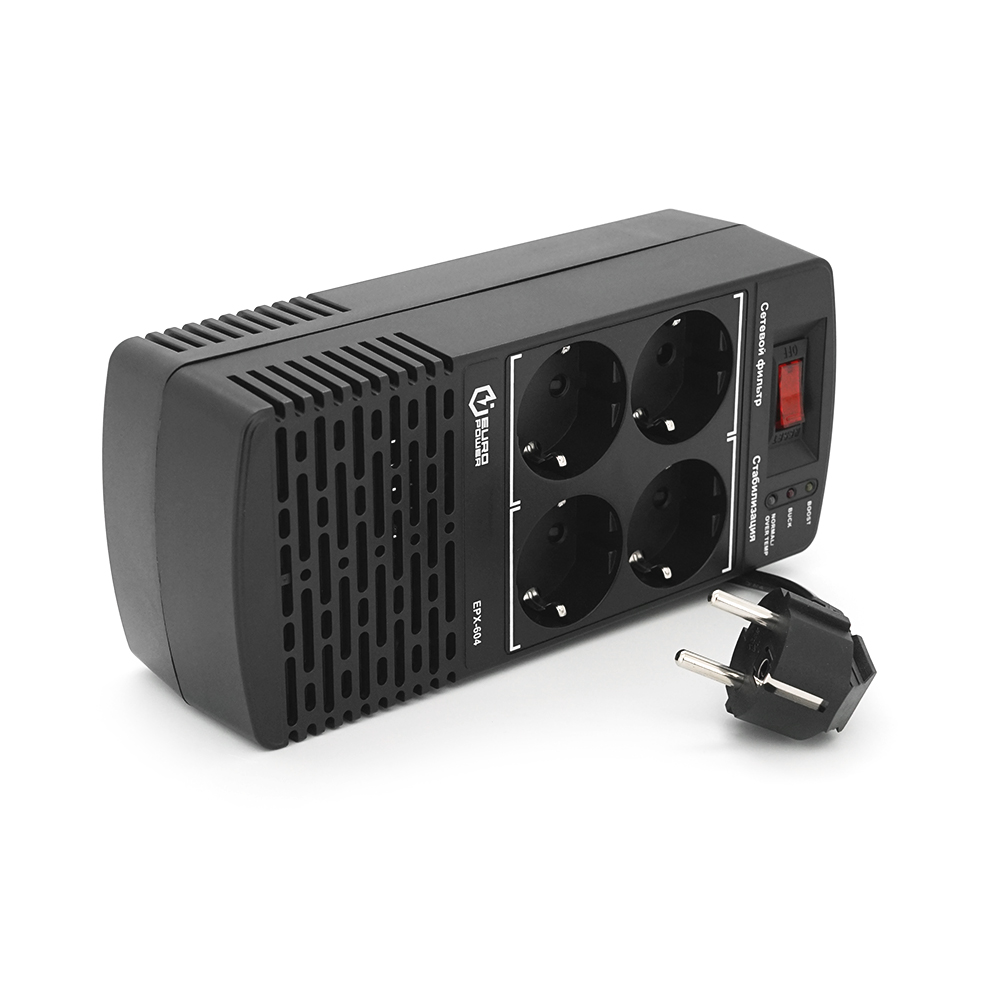 Стабілізатор напруги релейний Europower EPX-604 600VA 300W, input:184~276V, output:220V±10%, 4 SHUKO, Q