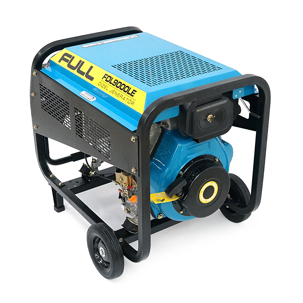 Генератор дизельний FULL FDL9000LE, 1-фазний 230V, 50Hz, 8.5kVA/6.8kW, бак 12,5 л, витрата 2 л/год, пуск: ручний/стартер (без АКБ), 800х520х600 мм, 122 кг