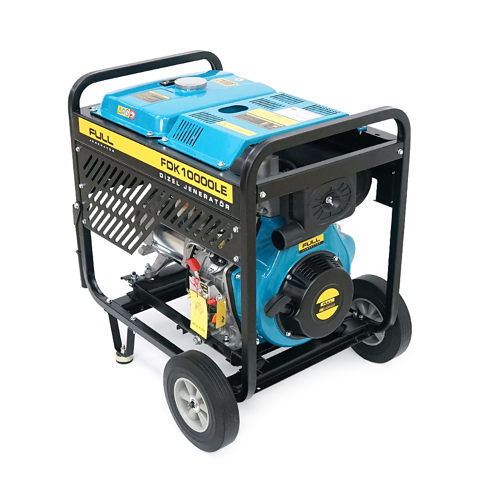 Дизельний генератор FULL FDK10000LE, 1-фазний 230V, 50Hz, 9.4kVA/7.5kW, бак 12,5 л, витрата 2 л/год, ручний/стартер (без АКБ), 700х510х620 мм, 124 кг