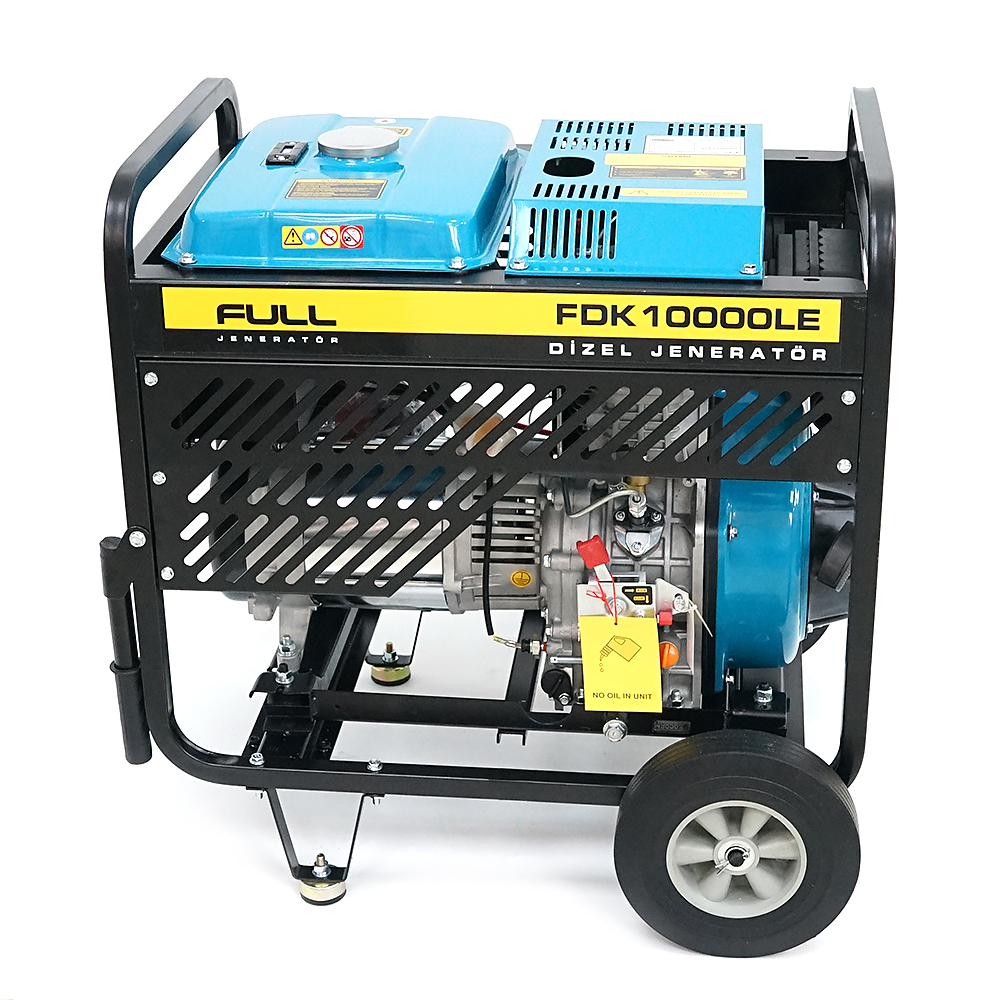 Дизельний генератор FULL FDK10000LE, 1-фазний 230V, 50Hz, 9.4kVA/7.5kW, бак 12,5 л, витрата 2 л/год, ручний/стартер (без АКБ), 700х510х620 мм, 124 кг
