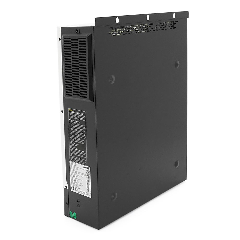 Гібридний інвертор MUST PV18-4024PREM, 4000 Вт, 24 В, струм заряду AC 60 А/PV 100 А, 170–280 В, Wi-Fi, USB, RS485, CAN, MPPT (100 А, 60–360 В постійного струму), 318×454×122 мм.