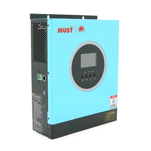 Гібридне ДБЖ MUST PV18-3024ECO, 3000W, 24V, ток заряду 60A, 160-275V, MPPT (100А, 30-320 Vdc), 367x290x111 мм, 6.7 кг