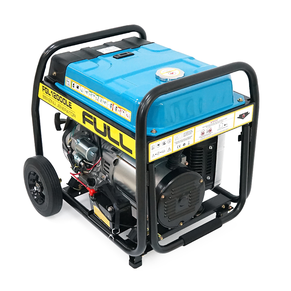 Бензиновий генератор FULL FGL 12000LE, 1-фазний 230 В, 50 Гц, 12 кВА/9,0 кВт, бак 28 л, витрата 3 л/год, ручний/стартер (без АКБ), 720x530x610 мм, 92 кг