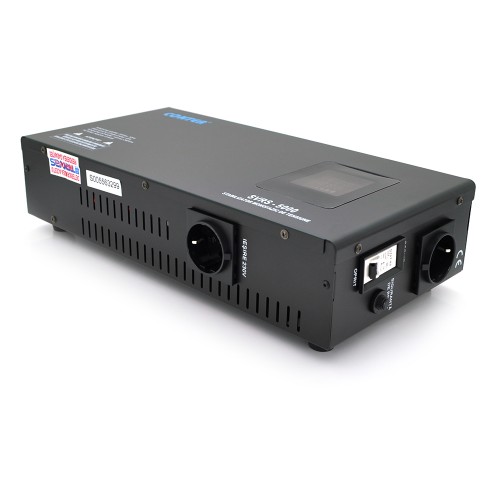 Стабилизатор напряжения релейный Conter SVRS-5000VA/3750W однофазный, напольного монтажа, LED дисплей, DC150-270V, AC230±8%, 2*Shuko, Q4