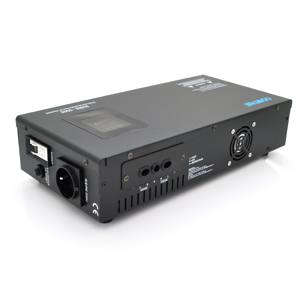 Стабилизатор напряжения релейный Conter SVRS-5000VA/3750W однофазный, напольного монтажа, LED дисплей, DC150-270V, AC230±8%, 2*Shuko, Q4