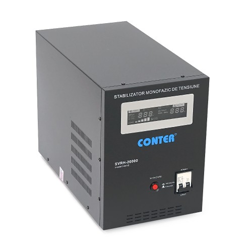Стабілізатор напруги Conter HIBRID 20000 VA-V2/15000W однофазний, сервопривод, напольного монтажу, LED дисплей, діапазон 130-260V, AC230±3%