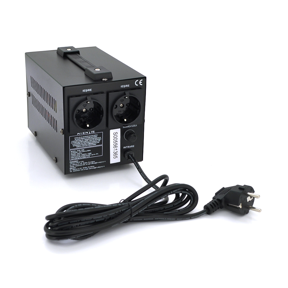 Стабілізатор напруги релейний Conter SVR-1000VA/750W однофазний, напольного монтажу, LED дисплей, DC150-270V, AC230±8%, 2Shuko, Q8