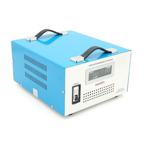 Стабілізатор напруги Westech MSER 5000 VA-V2/3750W однофазний, сервопривід, монтажу підлоги, LED дисплей, діапазон 130-260V, AC230±3%, 2*Shuko