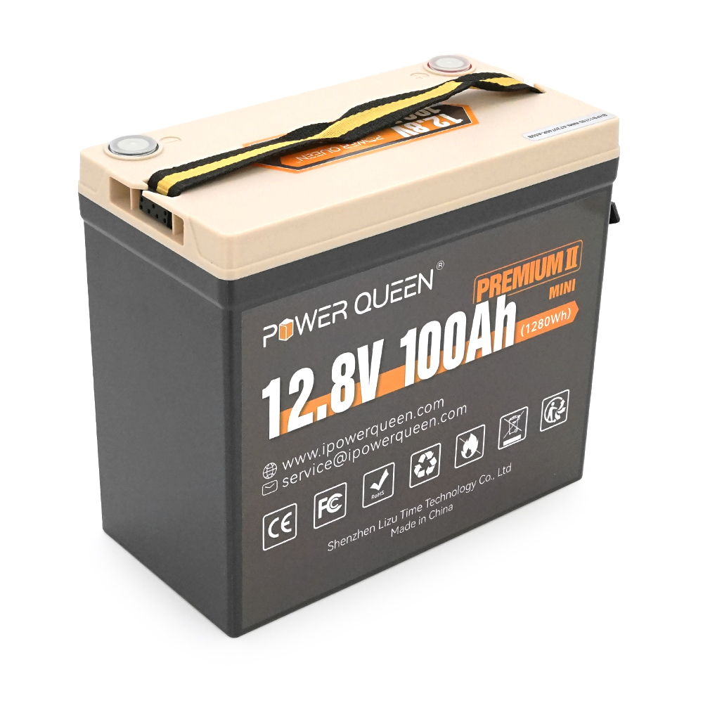 Акумуляторна батарея LiFePO4 Power Queen 12.8V 100Ah Mini, 1280Wh, BMS 100A, ≥4000 циклів, 329*172*214мм
