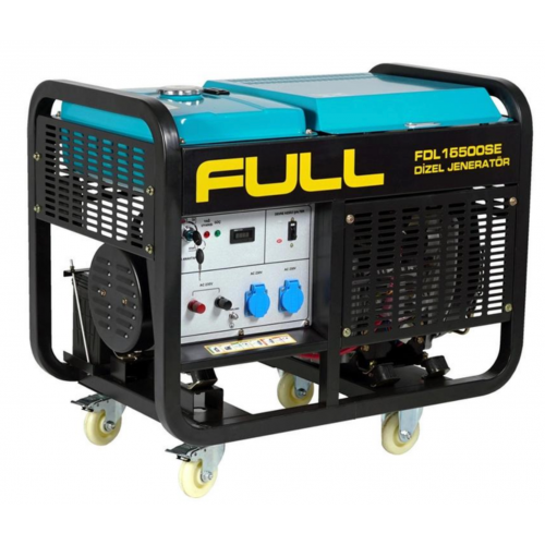 Генератор дизельний FULL FDL16500SE, 1-фазний 230V, 50Hz, 16.25kVA/12kW, бак 50 л, витрата 4 л/год, пуск: стартер, 925х590х800 мм, 195 кг