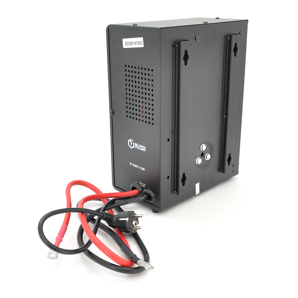 ДБЖ з правильною синусоїдою Europower EPWM-MPS-1500/24 (1050 Вт) 5/10/15/20А, під зовнішню АКБ 24В (AGM/GEL/LFP), кріплення на стіну, Q1 (420*350*230)