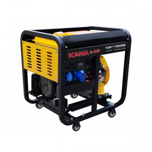Генератор дизельний KDK11500SE, 1-фазний 230V, 50Hz, 11kVA/8.8kW, бак 12,5 л, витрата 2,4 л/год, пуск: стартер, 770x575x685 мм, 158 кг