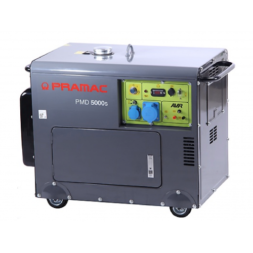 Генератор дизельний PRAMAC PMD5000s, 1-фазний 230V, 50Hz, 6.25kVA/5kW, бак 14,5 л, витрата 1,28 л/год, пуск: стартер, 410x310x180 мм, 50 кг