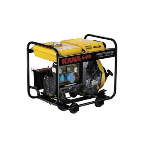Генератор дизельний KDK7500CE3, 3-фазний 220/400V, 50Hz, 6.9kVA/5.5kW, бак 12.5 л, витрата 1.5 л/год, пуск: ручний/стартер, 700х510х620 мм, 103 кг