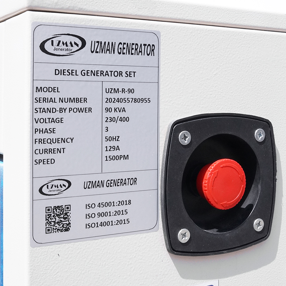 Генератор дизельний Uzman IYI-R-90 Ricardo ZH4105ZLD 90 KVA/65KW, трифазний 230/400V, 50Hz, об'єм 190 л, 2400x1000x1550 мм (AVR+ATS)