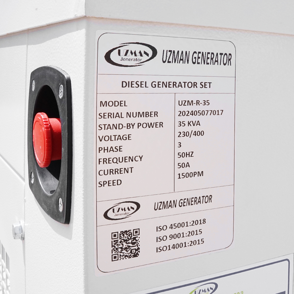 Генератор дизельний Uzman IYI-R-35 Ricardo ZH4100D 35 KVA/30KW, трифазний 230/400V, 50Hz, об'єм 100л, 2200x1000x1450 мм (AVR+ATS)