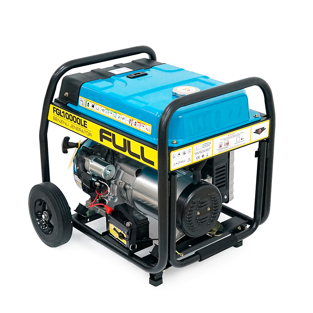 Генератор бензиновий FULL FGL 10000LE, 1-фазний 230V, 50Hz, 10kVA/8kW, бак 28 л, витрата 3 л/год, пуск: ручний/стартер (без АКБ), 720х530х610 мм, 96 кг