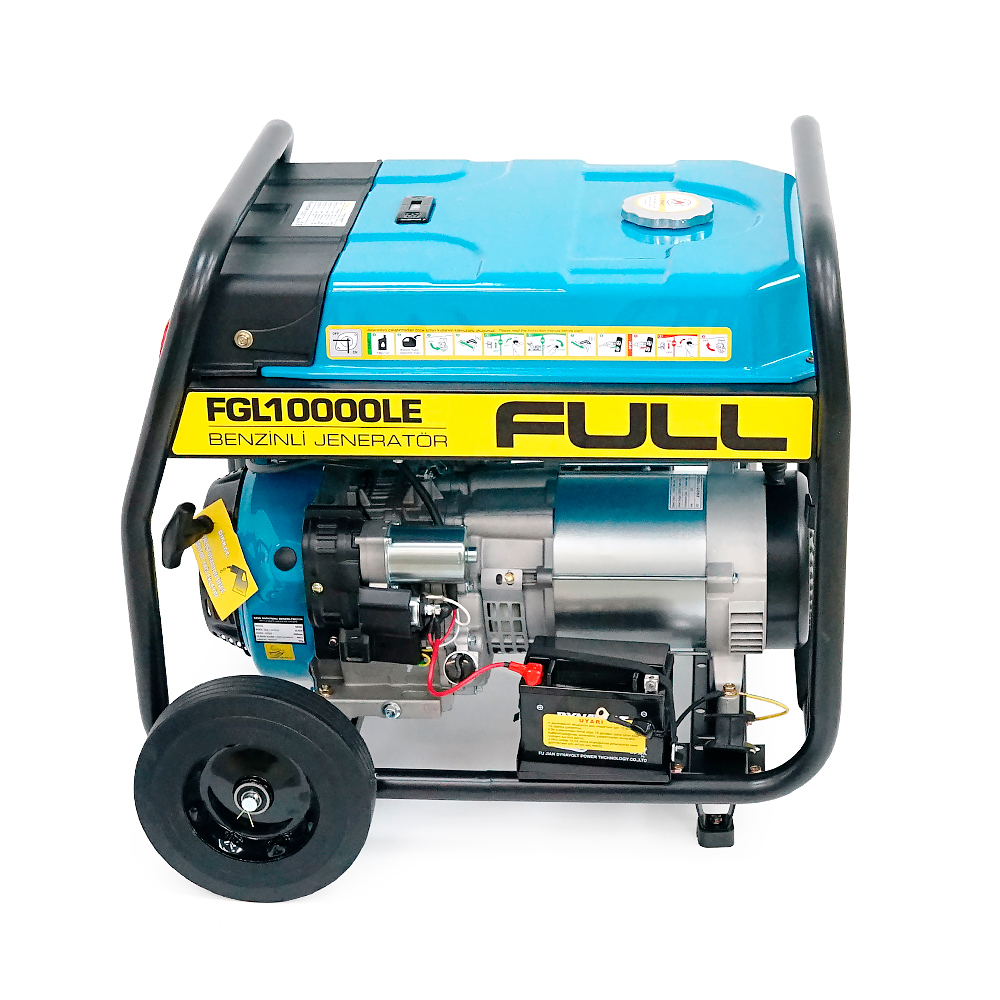 Генератор бензиновий FULL FGL 10000LE, 1-фазний 230V, 50Hz, 10kVA/8kW, бак 28 л, витрата 3 л/год, пуск: ручний/стартер (без АКБ), 720х530х610 мм, 96 кг