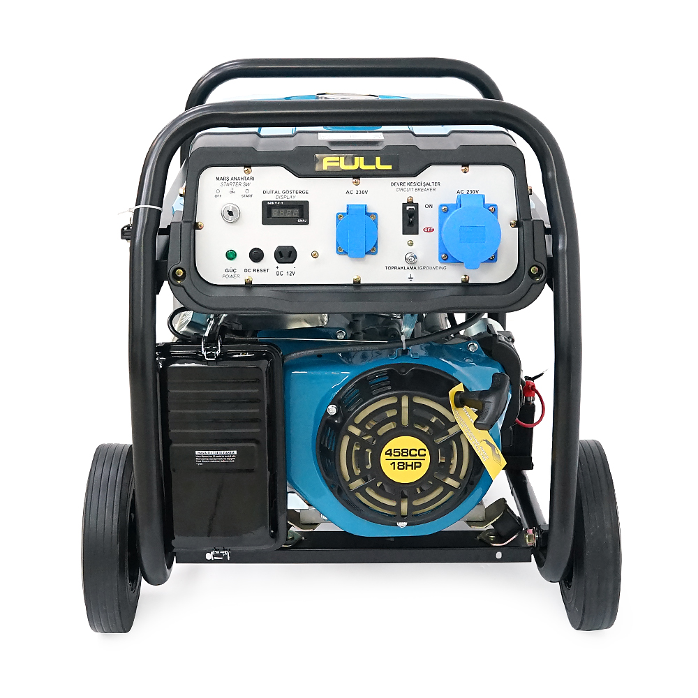 Генератор бензиновий FULL FGL 10000LE, 1-фазний 230V, 50Hz, 10kVA/8kW, бак 28 л, витрата 3 л/год, пуск: ручний/стартер (без АКБ), 720х530х610 мм, 96 кг