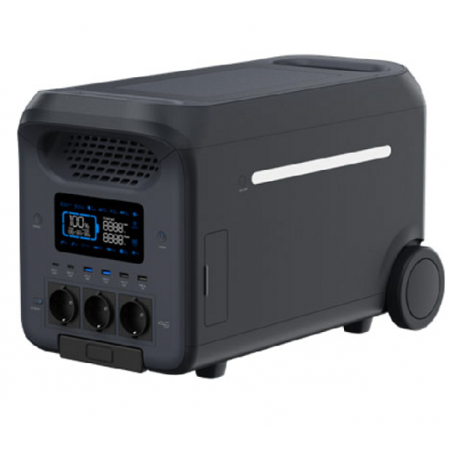 Портативна зарядна станція V-TAC 3000W-EU, 3000W/2560Wh LiFePO₄, MPPT 2x800W max, 2xDC5521-12V-3A, Anderson-12V-30A, CarPort-12V-10A, 3xAC2 2xUSB-C-140W, Wi-Fi, charge 1.6 h, 303*343*536 мм, 34kg