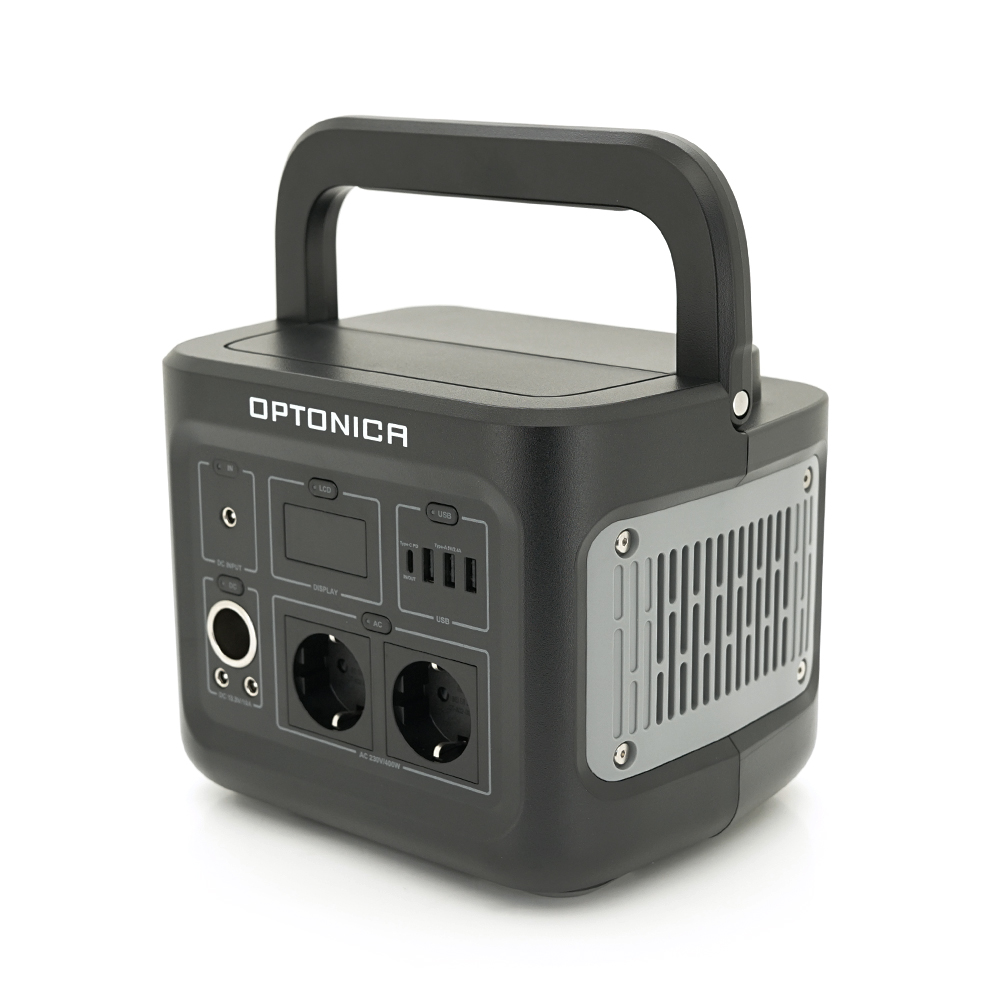 Зарядна станція Optonica B400-A1. Ємність 320Wt/h, Потужність 400Вт. Out:2xAC230, 2хDC13.3V/10A, USB-3x5V/2.4A, Type-C 60W(PD), 237х195х190мм. 5.9кг