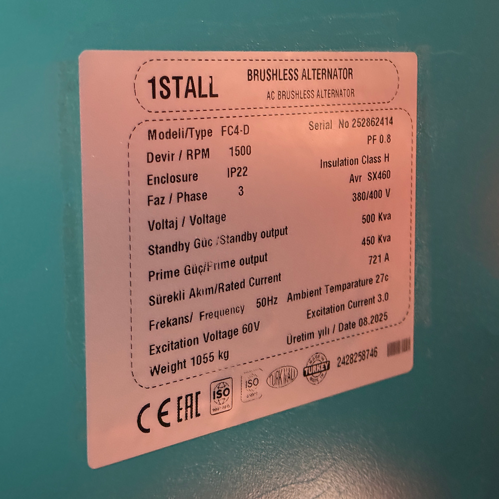 Дизельний генератор OYAL OYS-500 C-SDEC SMG258TAD45 500 кВА/400 кВт, генератор OYL355S, витрата палива при 75% навантаження - 73,5 літрів/год, 230/400 В, 50 Гц (AVR+ATS), 4000x1500x2200 мм, 4070 кг, 630 л