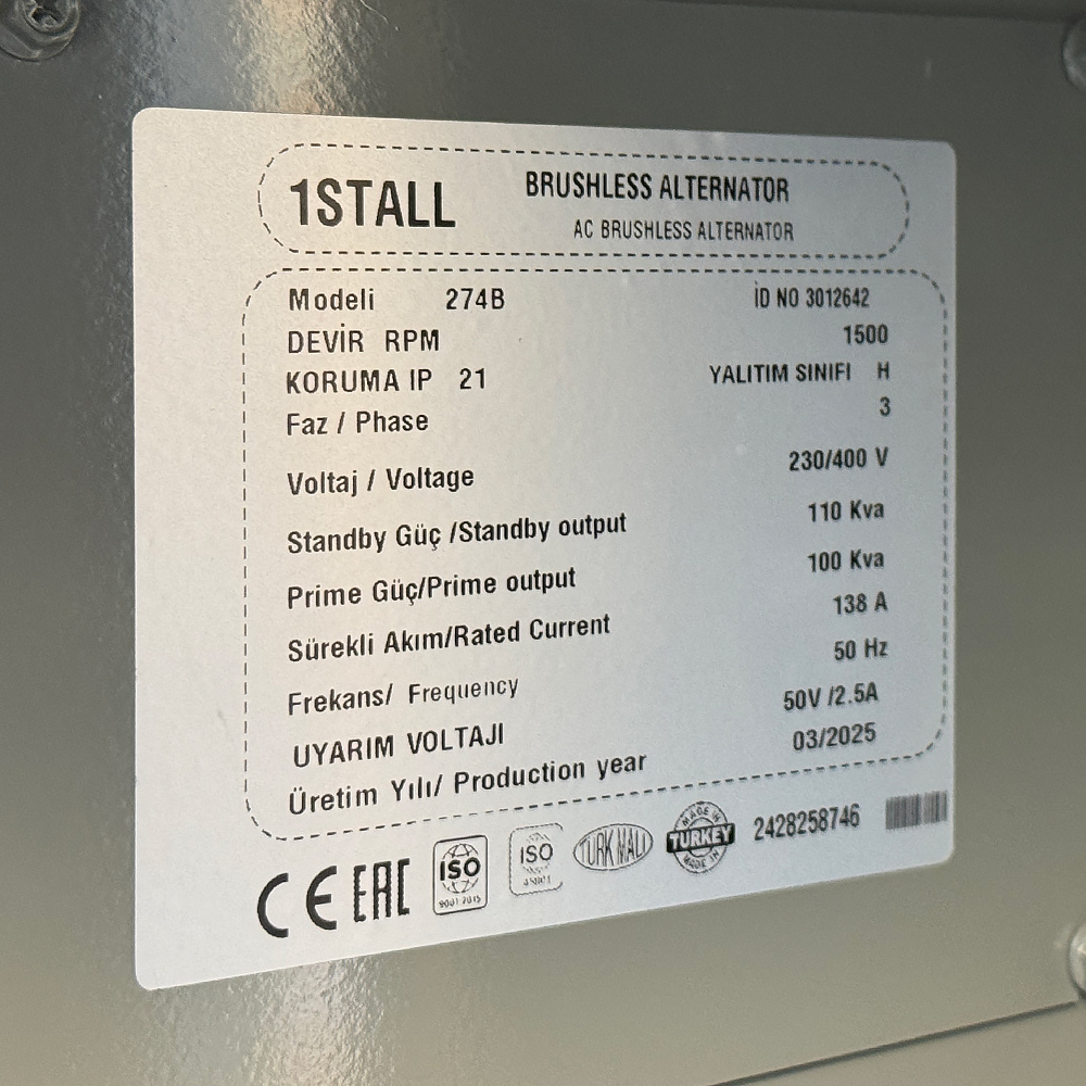 Генератор дизельный OYAL OYY-110 YANG DONG Y4110ZLD 110kVA/88kW, Alternator OYL274c