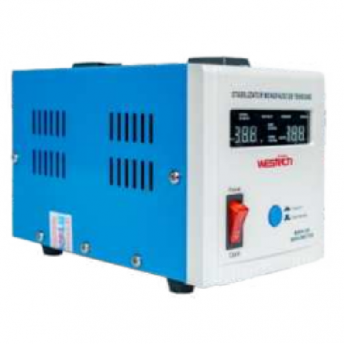 Стабілізатор напруги Westech MSER 2000 VA-V2/1600W однофазний, сервопривід, монтажу підлоги, LED дисплей, DC130-260V, AC230±3%, 2*Shuko, 146x237x170mm, 5.2kg